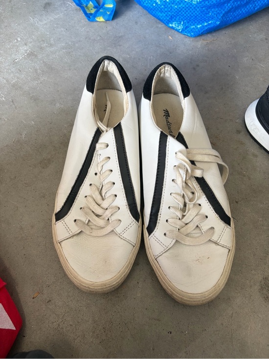 Madewell Shoes - Madewell Women’s White Leather Sneakers with Black Stripe